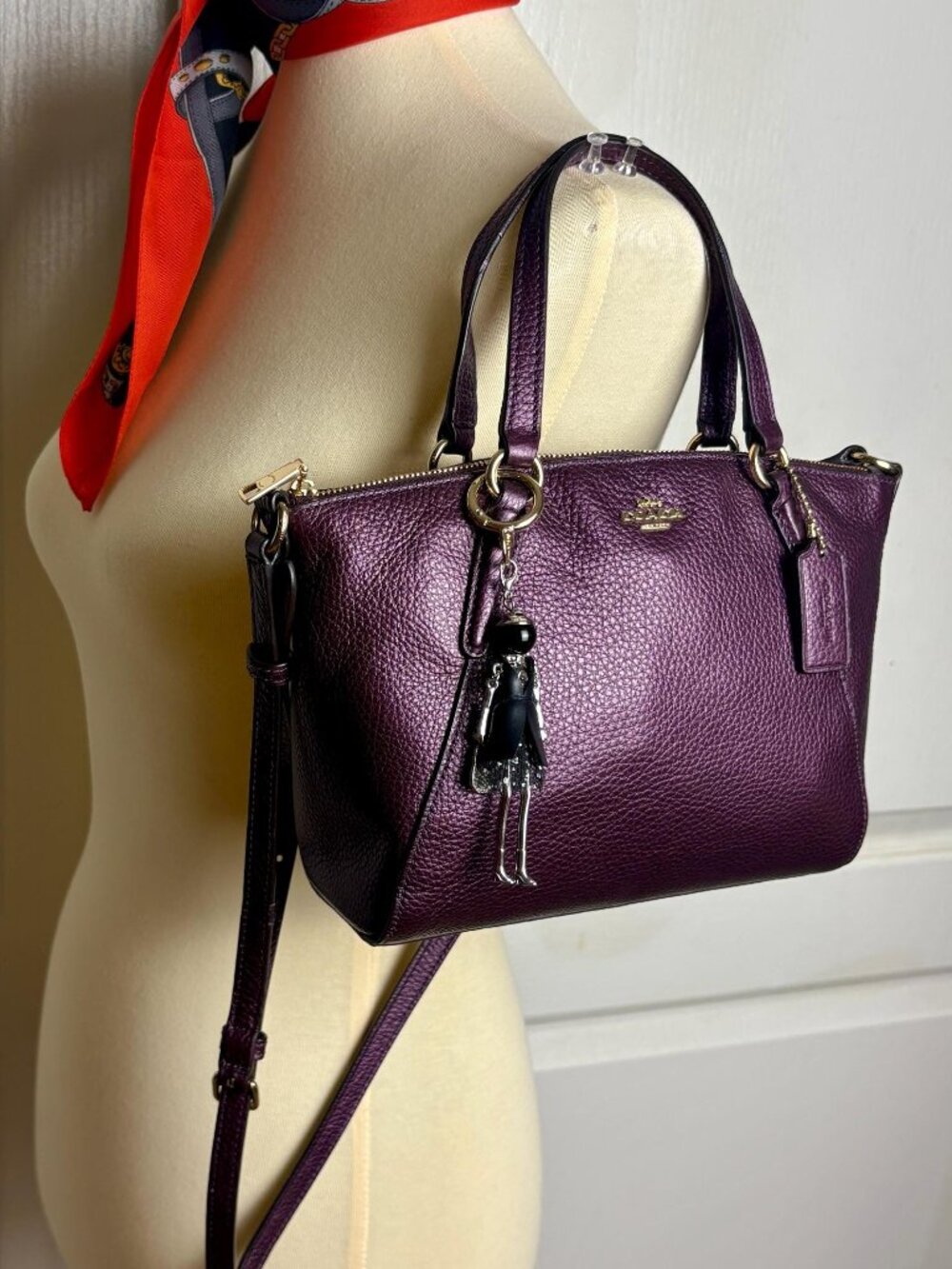 Coach Small Kelsey Satchel in Purple Pebble Leather